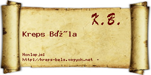 Kreps Béla névjegykártya